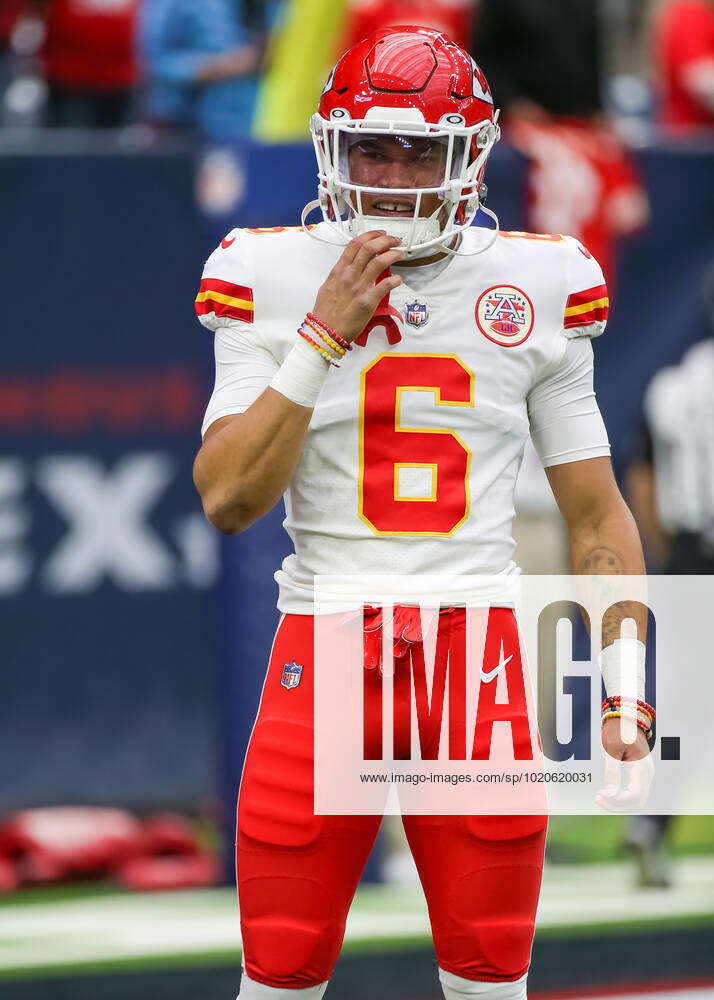 HOUSTON, TX - DECEMBER 18: Kansas City Chiefs safety Bryan Cook (6) warms  up during the NFL