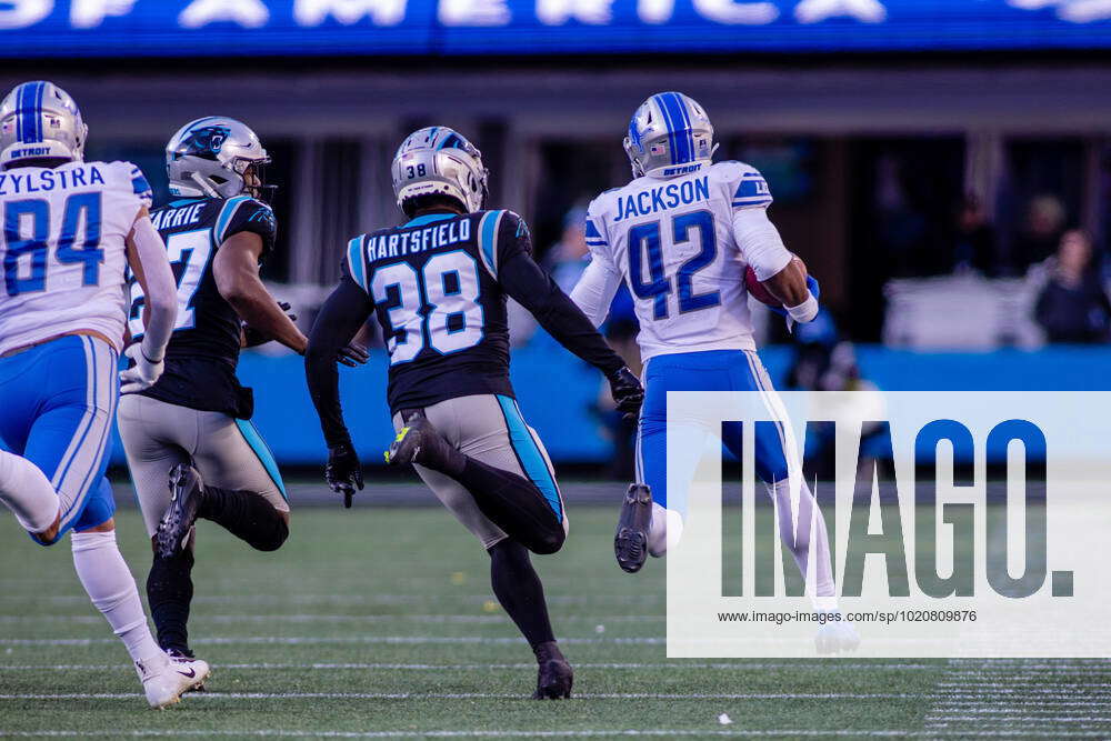 December 24, 2022: Detroit Lions running back Justin Jackson (42) runs for  a big first down