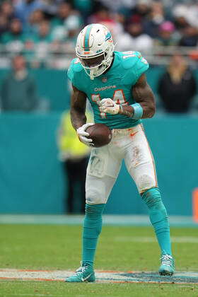 Miami Dolphins wide receiver Trent Sherfield (14) walks the field before an  NFL football game against the Pittsburgh Steelers, Sunday, Oct. 23, 2022,  in Miami Gardens, Fla. (AP Photo/Wilfredo Lee Stock Photo - Alamy