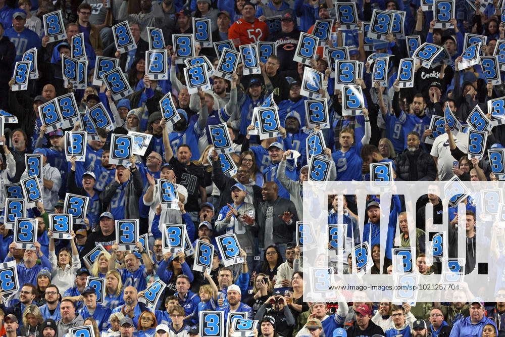 Detroit Lions vs Chicago Bears Fans hold 3rd down signs during an