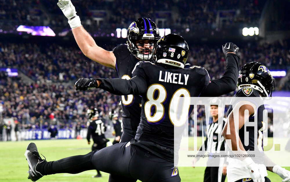 Baltimore Ravens tight end Isaiah Likely (80) in action during the