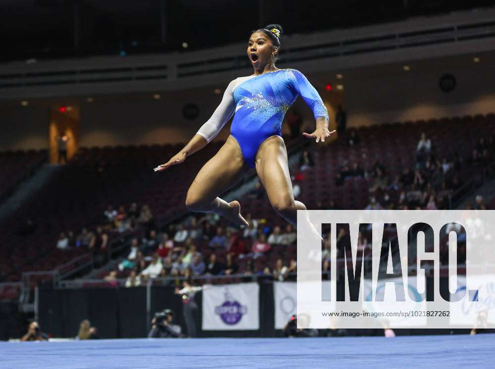 January 7, 2023 UCLA s Jordan Chiles leaps into the air during her