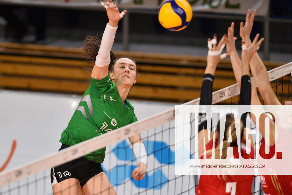 Katerina Kunikova of Brno in action during the women volleyball CEV Cup