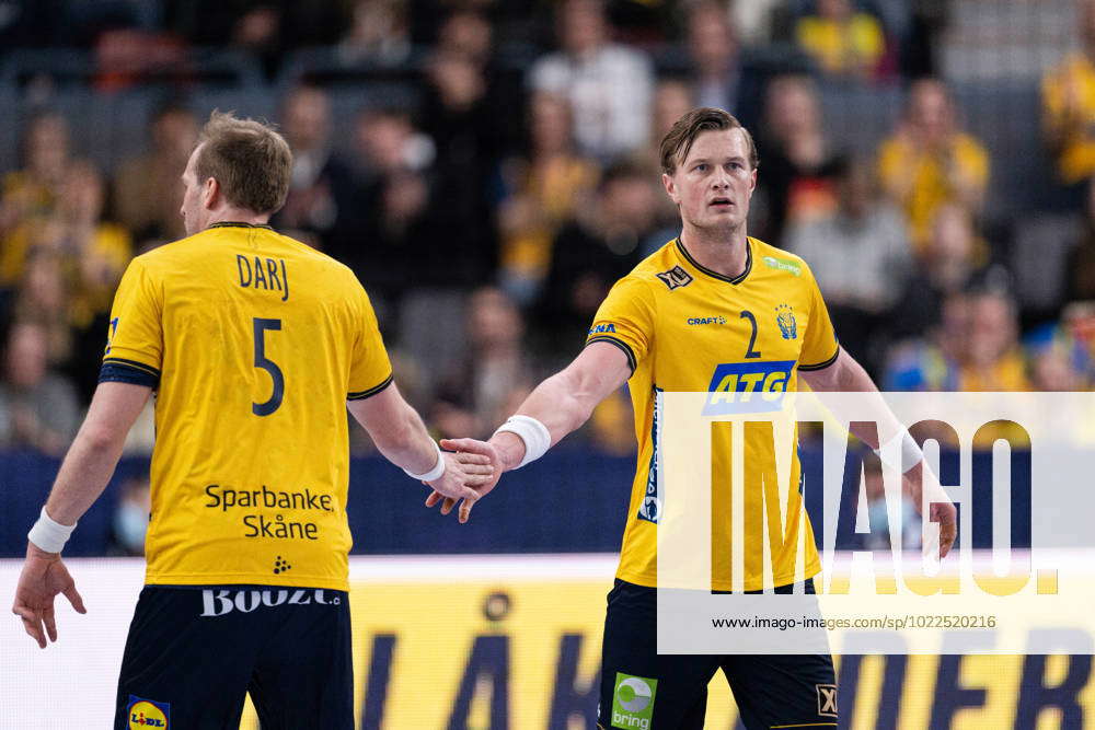 230118 Max Darj and Jonathan Carlsbogard of Sweden during the 2023 IHF ...