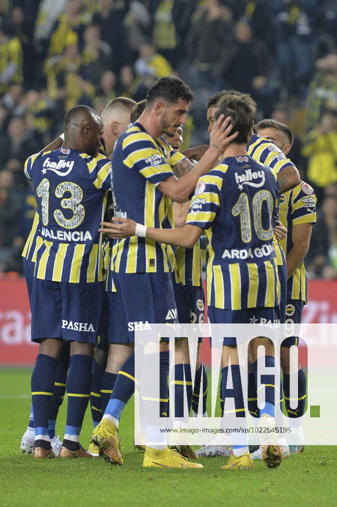 Fenerbahce players celebrates for their team s first goal during the ...