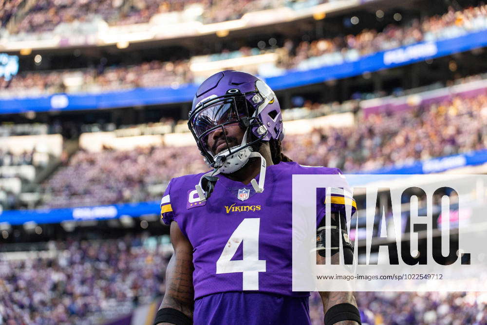 MINNEAPOLIS, MN - JANUARY 15: Minnesota Vikings running back Dalvin Cook (4)  looks on during the NFL game between the New York Giants and Minnesota  Vikings on January 15th, 2023, at U.S.