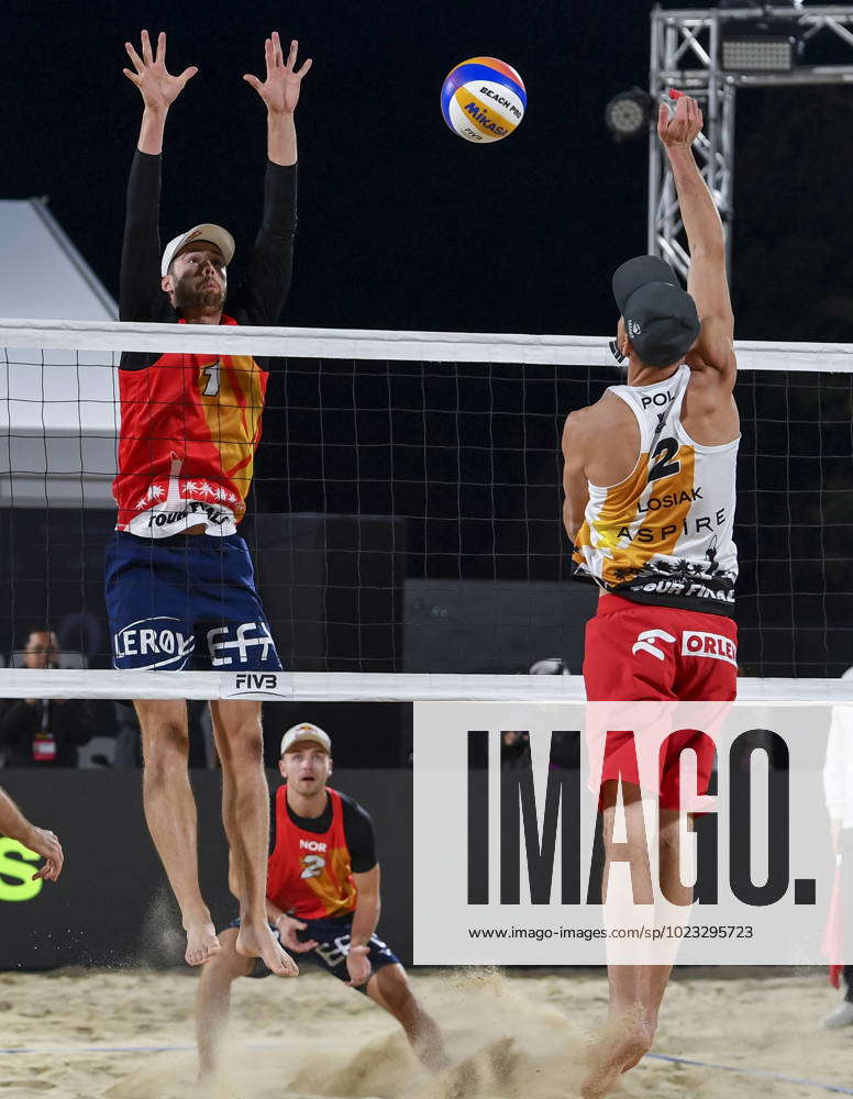 Volleyball World Beach Pro Tour Finals In Doha Bartosz Losiak (R) of