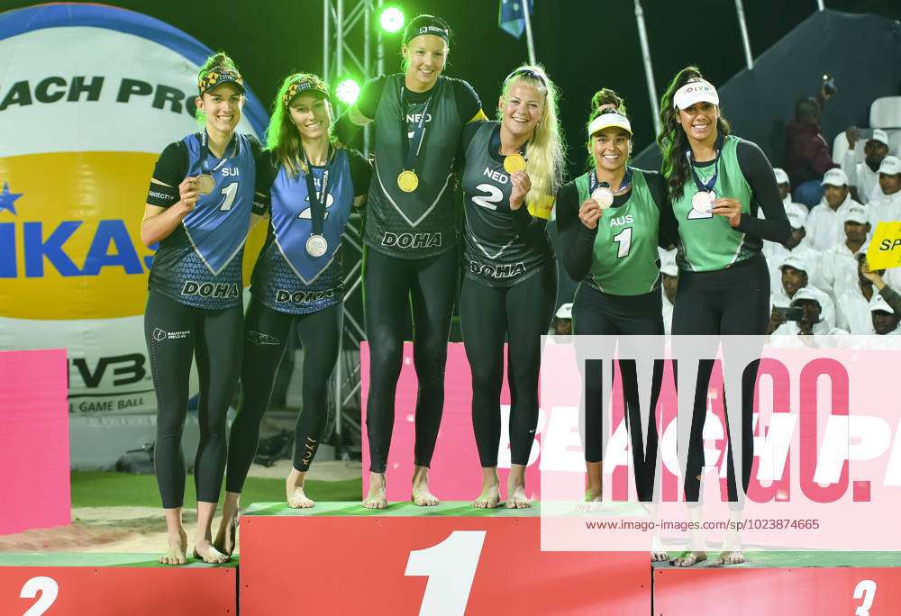 Volleyball World Beach Pro Tour Elite 16 In Doha Women s Gold medalists