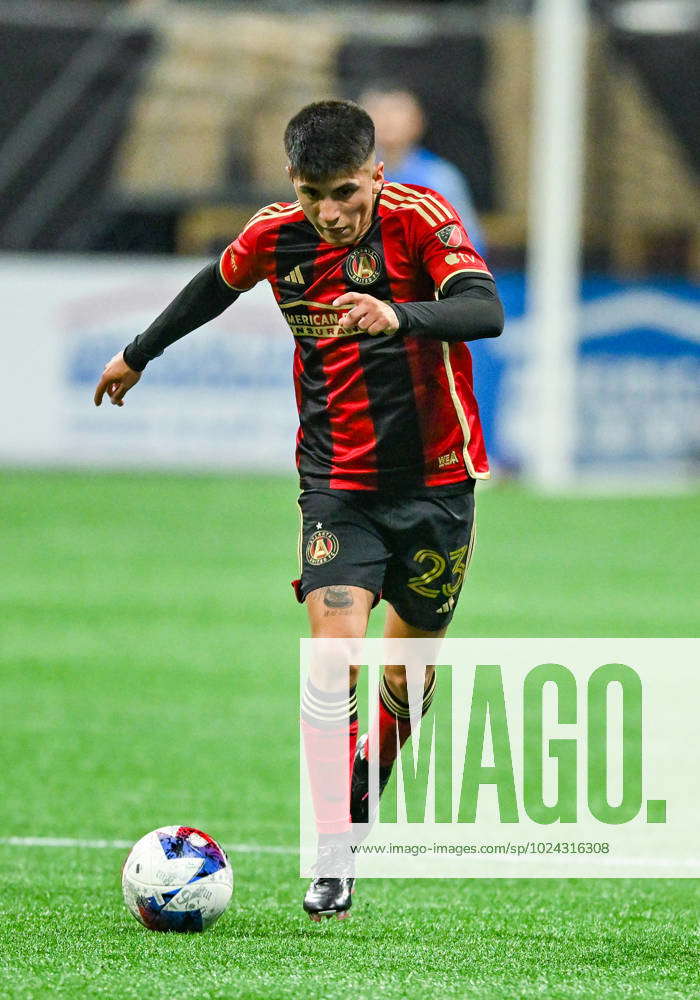 ATLANTA, GA Ð FEBRUARY 15: Atlanta Midfielder Thiago Almada (23) Moves ...