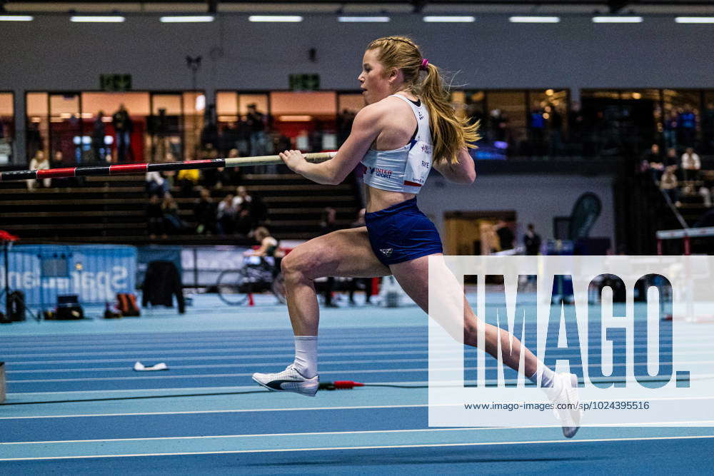 230218 Embla Matilde Njerve of Bergens TF competes in women?s pole ...