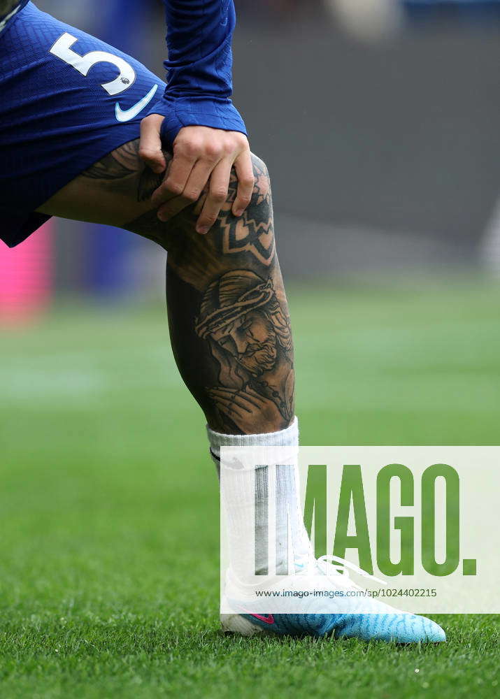 A detailed view of the tattoos of Enzo Fernandez of Chelsea during News  Photo  Getty Images