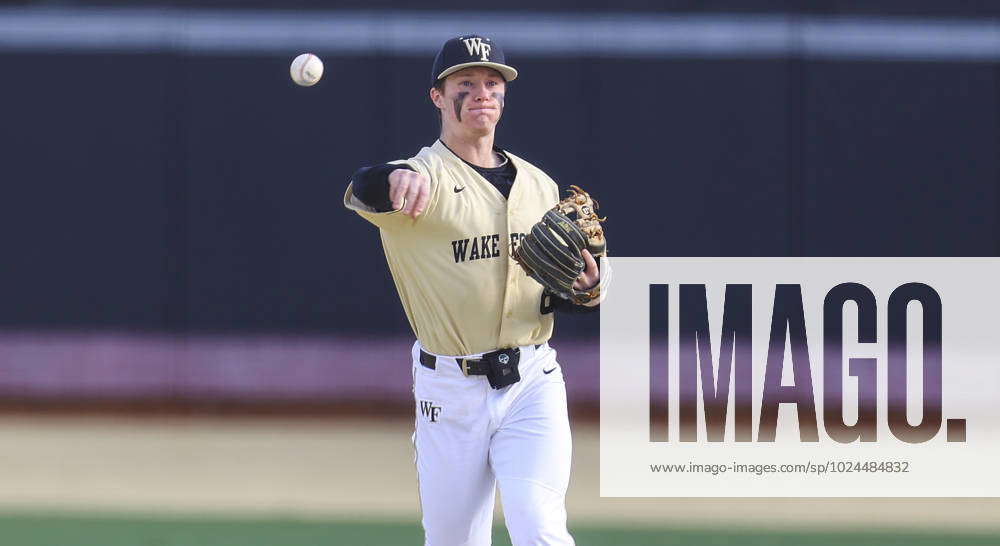 March 24, 2023: Wake Forest University junior Justin Johnson (6) runs to  first. Wake Forest won 11-0 against.University of Miami. NCAA baseball game  between University of Miami and Wake Forest University at