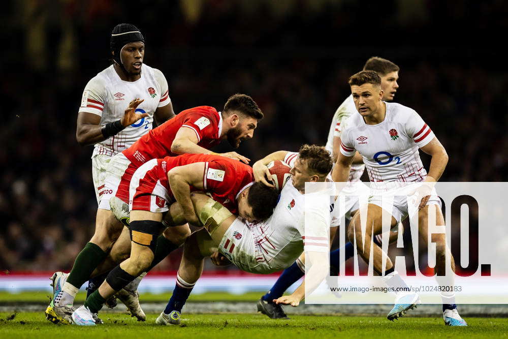 Wales v England 6 Nations 25 02 2023. Alex Dombrandt of England is