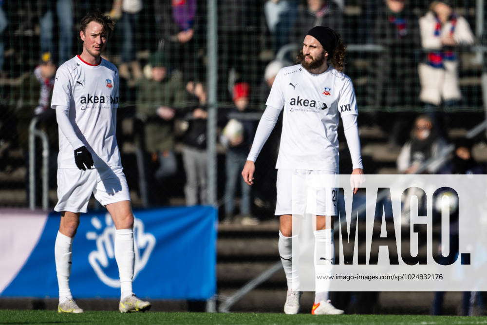230226 Helsingborgs Rasmus Jönsson and Ali Suljic depress during the ...