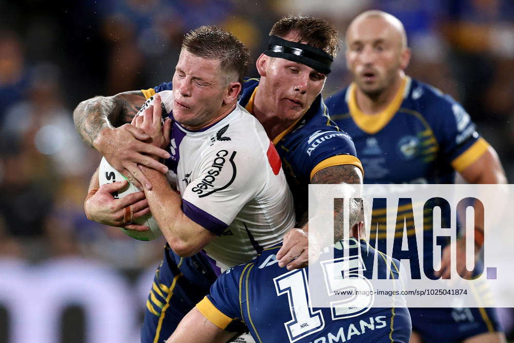 Nrl Eels Storm Josh King Of The Storm Is Tackled By Jmaine Hopgood And