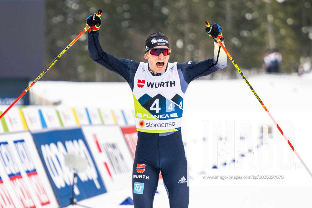 230303 Bronze medalist Friedrich Moch of Germany celebrates at the