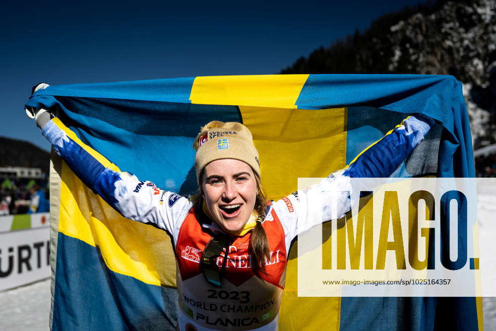 230304 Ebba Andersson of Sweden celebrates winning gold in the Women s