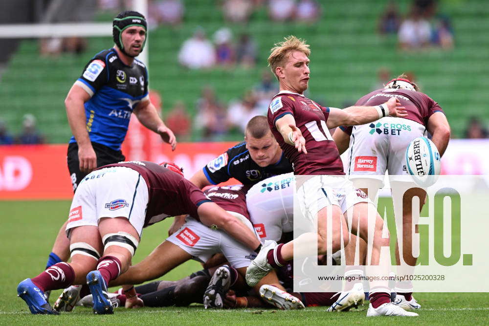 SUPER RUGBY FORCE REDS, Tate McDermott of the Reds kicks the ball ...