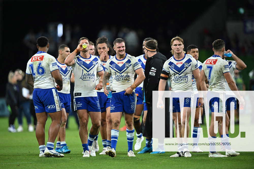 NRL STORM RAIDERS, Bulldogs players are seen after defeating the Storm ...