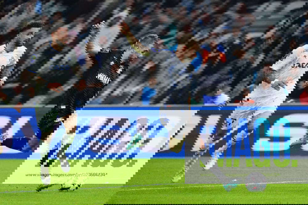 Thomas Delaine (RC Strasbourg) FOOTBALL Olympique de Marseille vs RC Strasbourg Ligue Thomas Delaine (RC Strasbourg) FOOTBALL Olympique de Marseille vs RC Strasbourg Ligue
