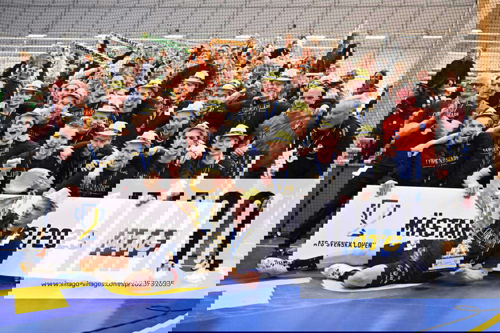 STOCKHOLM 20230314 IFK Kristianstads champion team poses with the dent