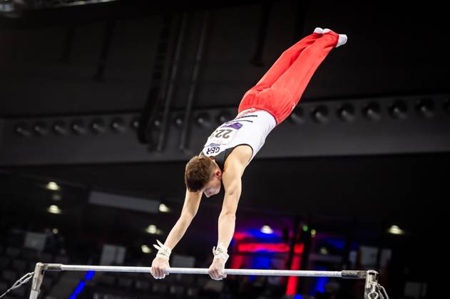 Timo Eder GER , high bar, mens junior and senior finals, 38 EnBW DTB ...