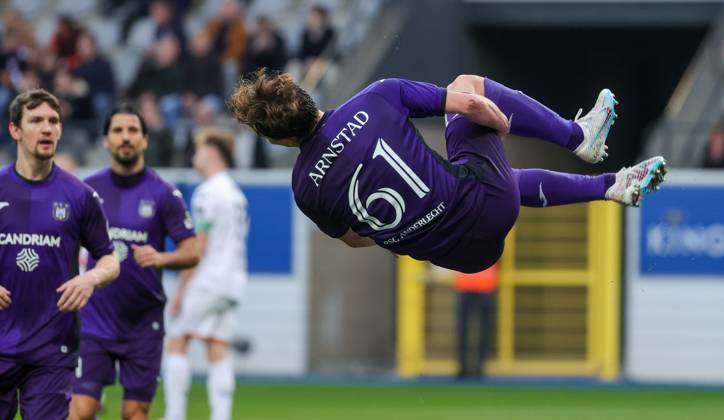 Anderlecht's Frederik Kristian Arnstad celebrates after scoring during a  soccer match between, Stock Photo, Picture And Rights Managed Image.  Pic. VPM-63334585