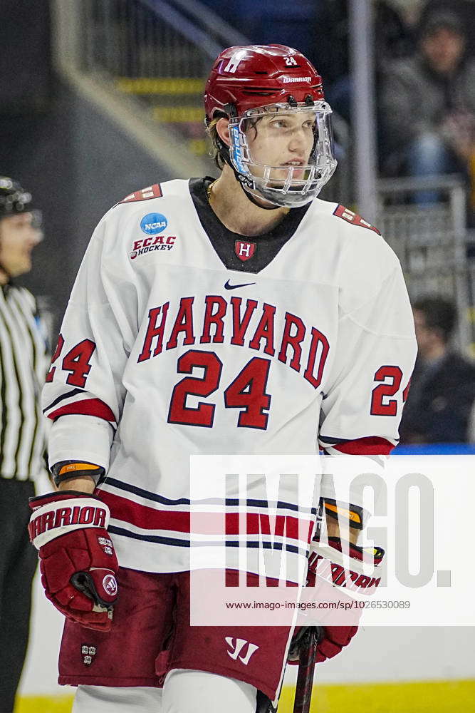 Harvard University defenseman Jack Bar (24) skates during the