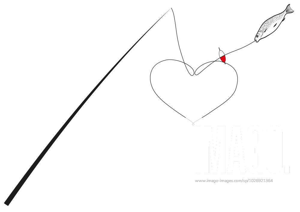 Fishing rod and fish Illustration of a fishing rod with a fish on a hook and