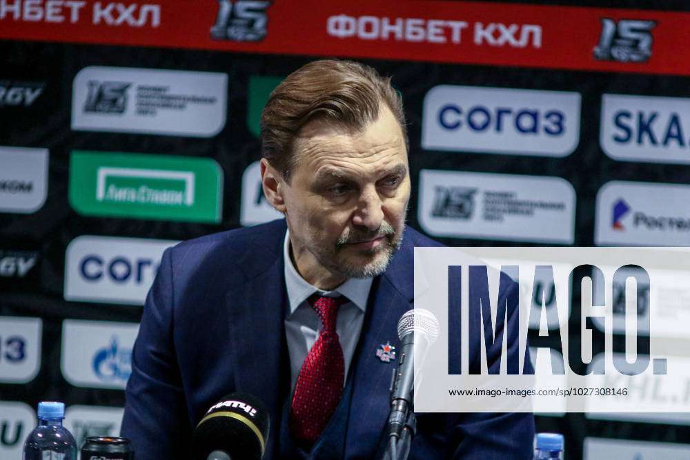 April 4, 2023, Saint Petersburg, Russia: Sergei Fedorov, head coach of the  CSKA hockey club speaks