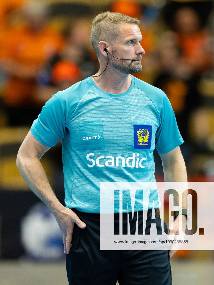 230522 Referee Rickard Canbro during the final two of the Handball