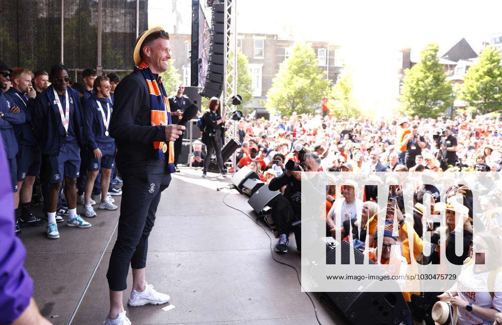 Luton Town Promotion Parade Luton Town Manager Rob Edwards Speaks To