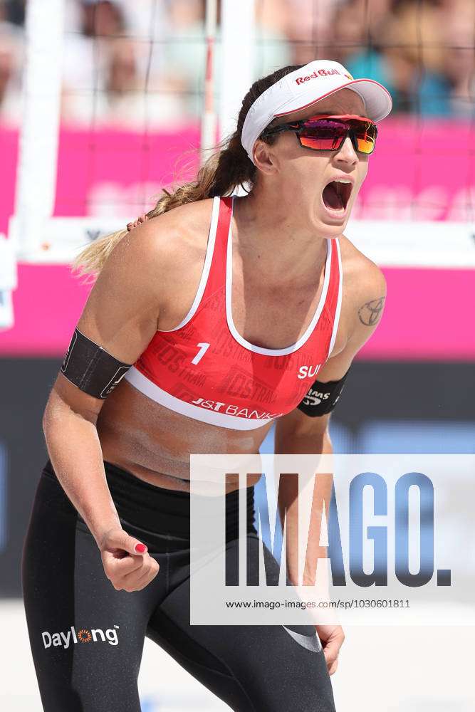 Anouk Verge-Depre (Hungary) reacts during the women s Beach Pro Tour Elite  Beach volleyball