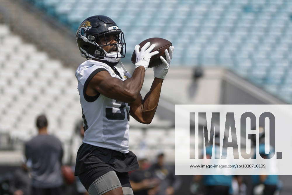 JACKSONVILLE, FL - JUNE 05: Jacksonville Jaguars Safety Ayo Oyelola (35)  catches the ball during