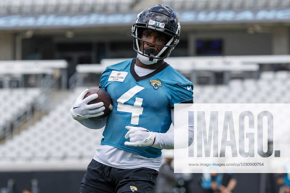 JACKSONVILLE, FL - JUNE 13: Jacksonville Jaguars Running Back Tank Bigsby  (4) during Jacksonville Ja