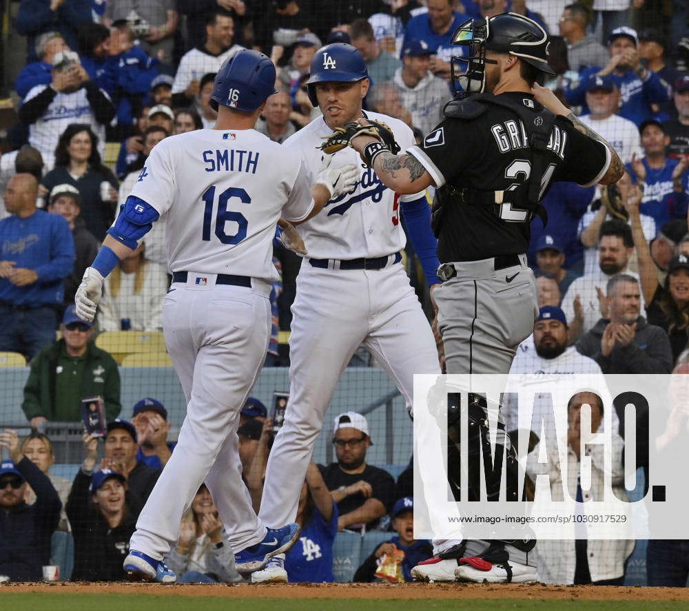 Los Angeles Dodgers catcher Will Smith (16) hits a home run during