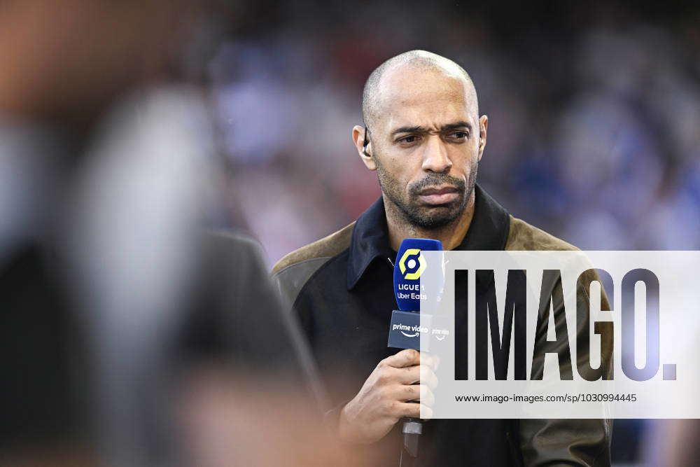 Auxerre, France. 21st May, 2023. Thierry Henry, consultant for  Prime  Video channel during the Ligue 1 Uber Eats football (soccer) match between  AJ Auxerre (AJA) and Paris Saint Germain (PSG) on