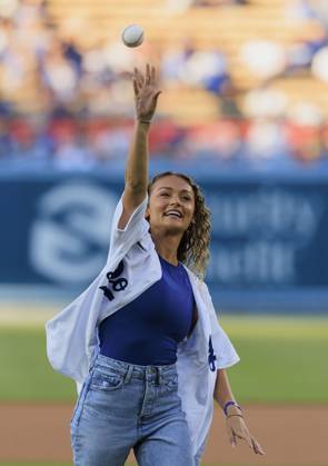 Gavin Lux and Molly O'Boyle attend the Los Angeles Dodgers News