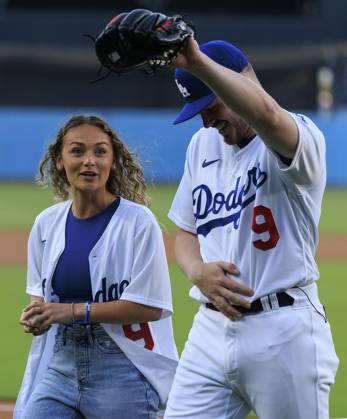 Gavin Lux and Molly O'Boyle attend the Los Angeles Dodgers News