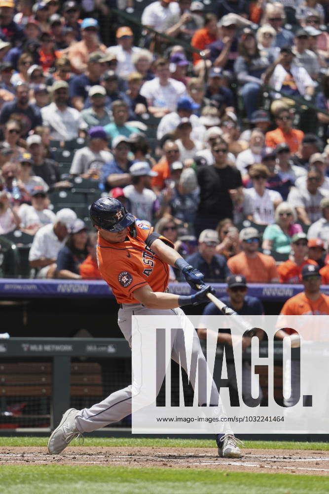 July 19 2023 Houston Center Fielder Jake Myers 6 Gets A Hit During