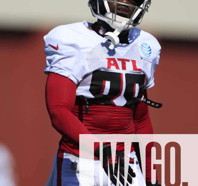 Atlanta Falcons wide receiver Frank Darby (88) lines up during the