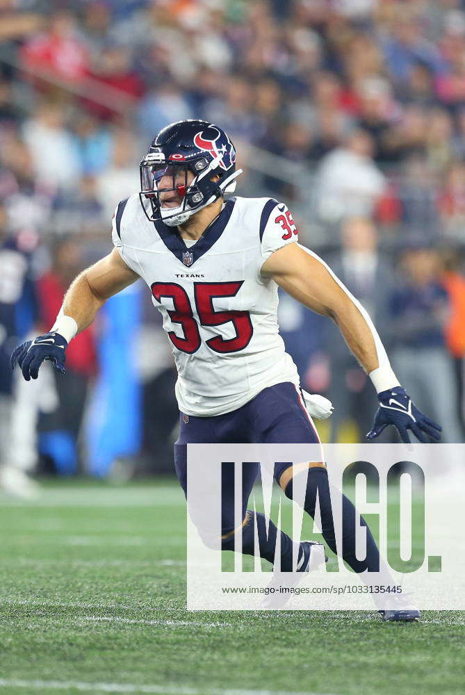 August 10, 2023; Foxborough, MA, USA; Houston Texans linebacker Jake Hansen  (35) in action during th