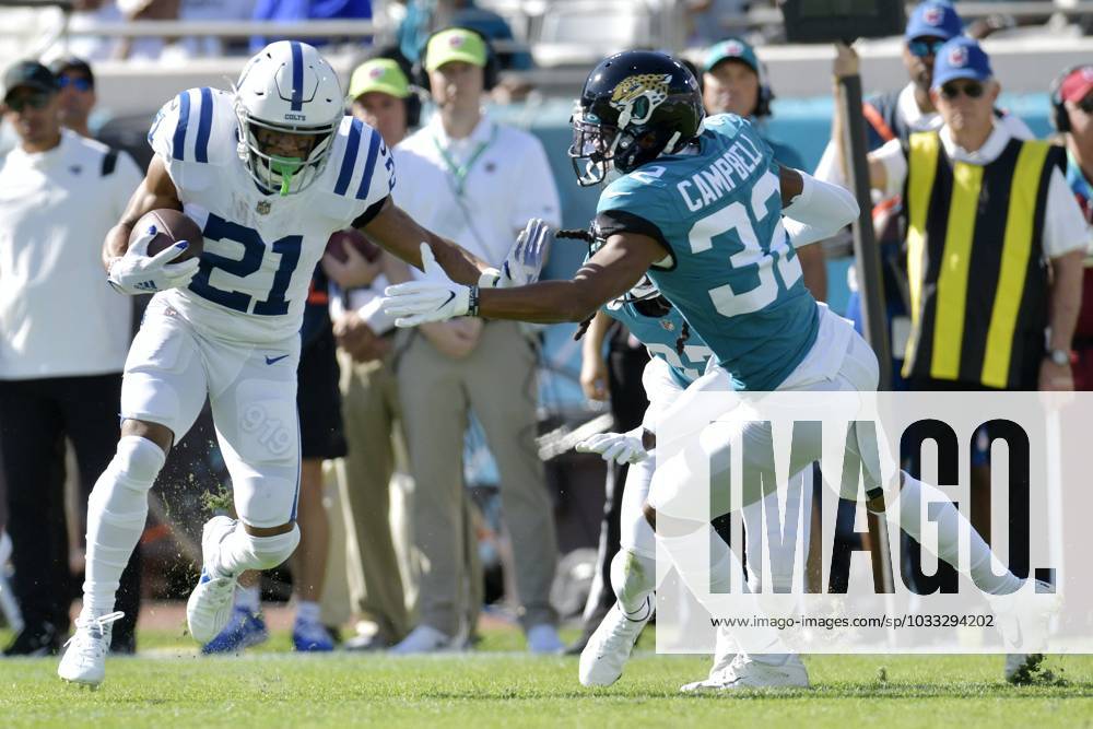 Jacksonville Jaguars cornerback Tyson Campbell (32) runs during an