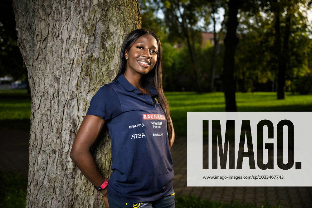 230818 Khaddi Sagnia of the Swedish national athletics team poses