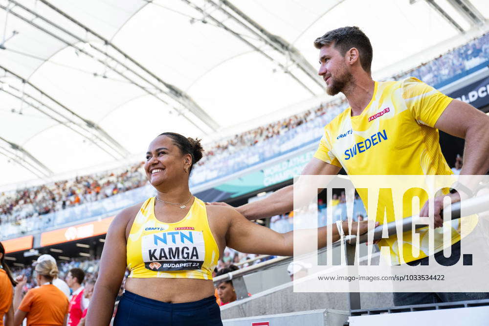 230820 Vanessa Kamga of Sweden and coach Mats Olsson during day 2