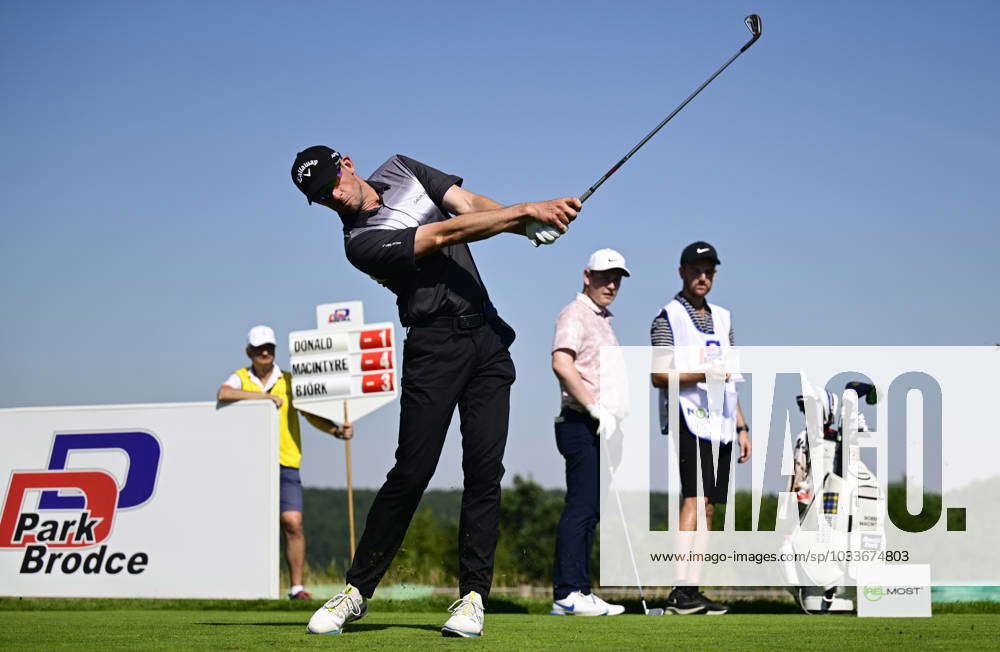 Golf player Alexander Bjork of Sweden in action during the ninth