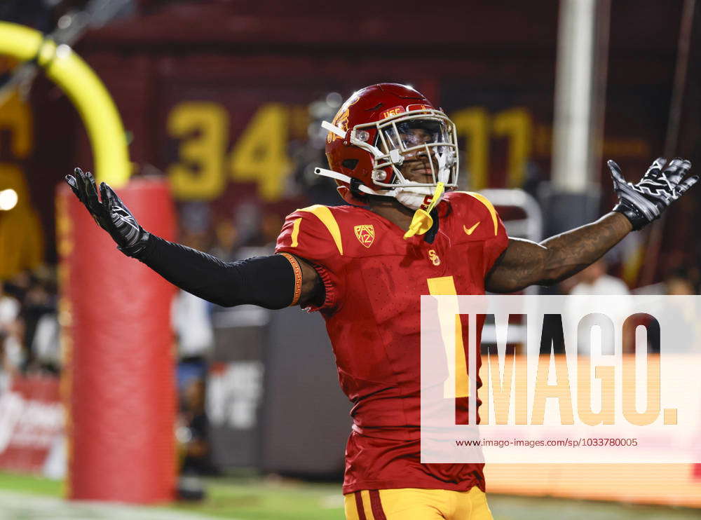 August 26, 2023 USC Trojans Wide Receiver Zachariah Branch 1 Celebrates ...