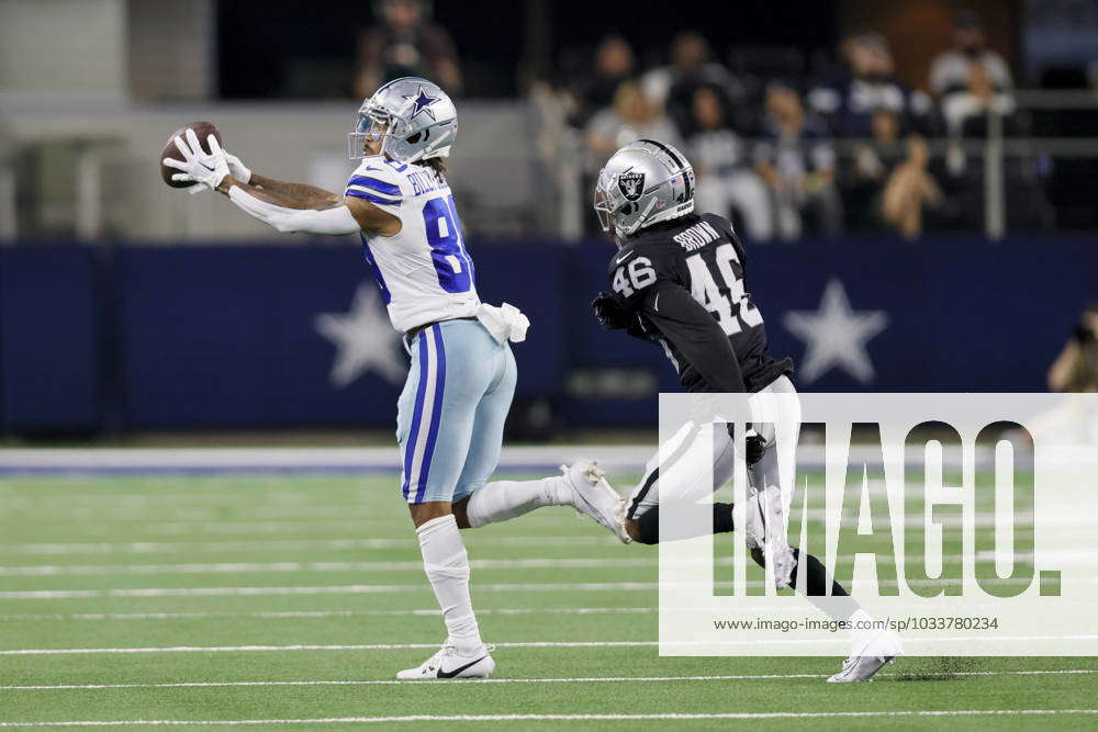 ARLINGTON, TX - AUGUST 26: Dallas Cowboys wide receiver Tyron Johnson (80)  catches the football by h