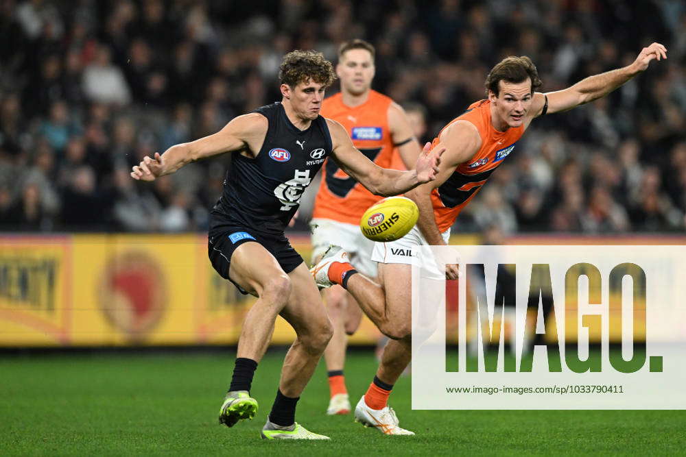 AFL BLUES GIANTS, Charlie Curnow Of Carlton (left) In Action During The ...