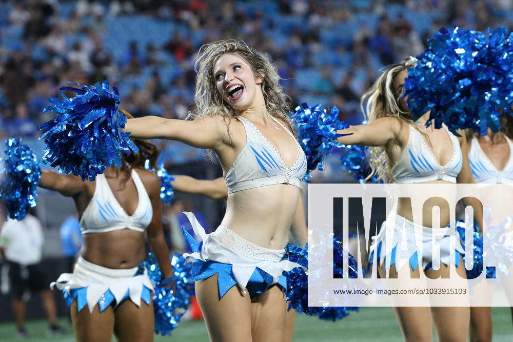 CHARLOTTE, NC - AUGUST 25: Carolina Panthers Top Cat cheerleaders perform  during a preseason NFL, Am